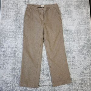 L.L Beans Pants Womens 16 Brown Straight Leg Dress High Rise Herringbone